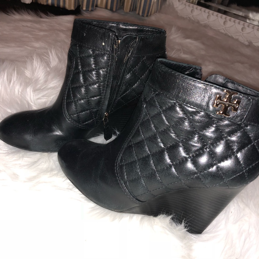 Tory Burch Quilted Wedge Bootie.
